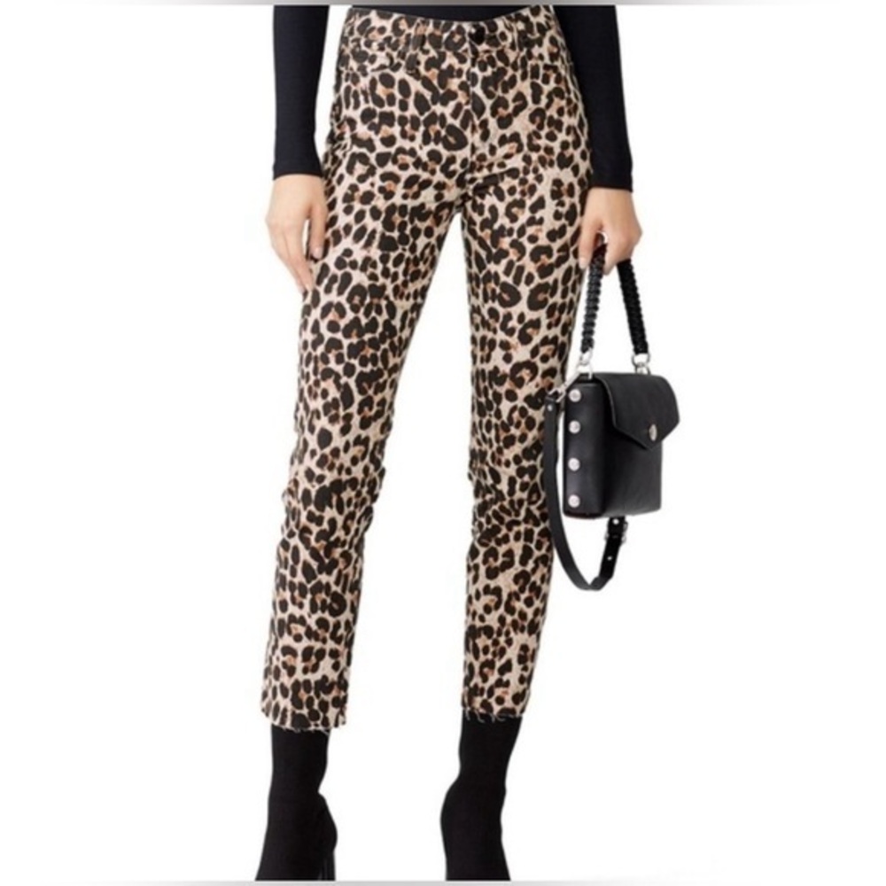 PAIGE  Hoxton Ankle Raw Hem Jean Leopard Print Size 26